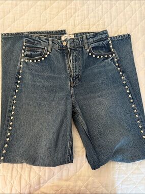 Reformation Carly high rise Wide-Leg Jeans with Silver Studs